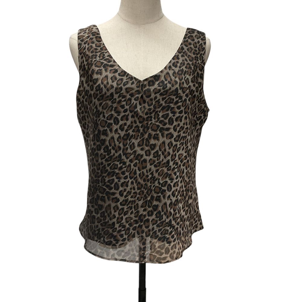 Virgo Plus Sz 16 Women's Sleeveless Leopard Print V-Neck Tank Top Evening Party